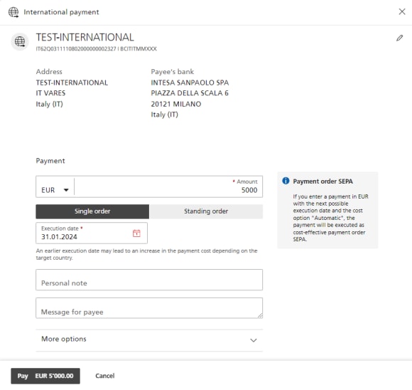 Step 6 for making international payments