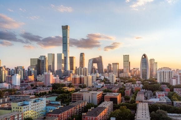 Pôr-do-sol na cidade de Pequim