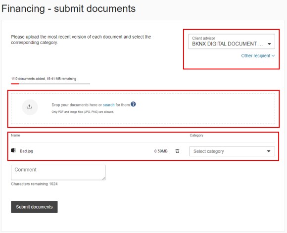 Financing - submit documents