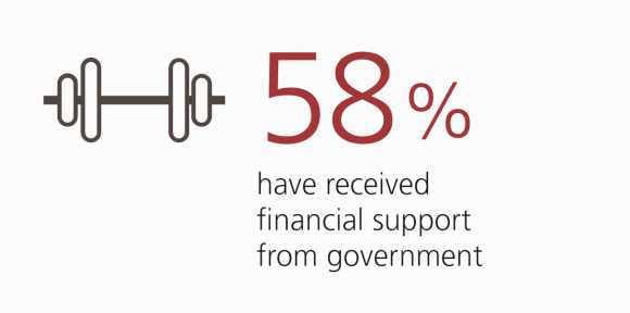 58% have received financial support from government