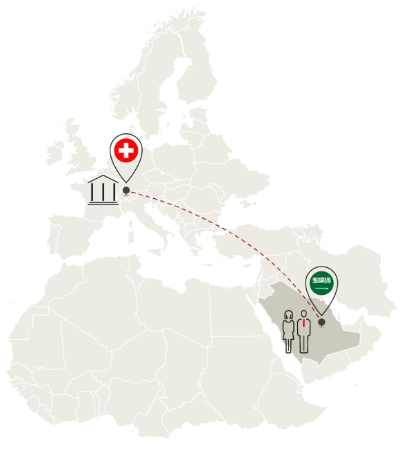 Saudi Arabia connection map