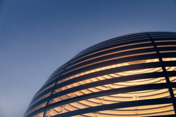 Apple building, blue sky