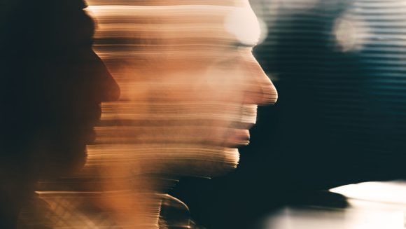 a distorted silhouette of a man