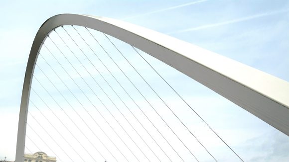 Close up of Newcastle's Gateshead Millennium Bridge