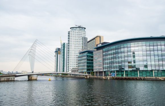 View of Manchester's Media City Salford Quays