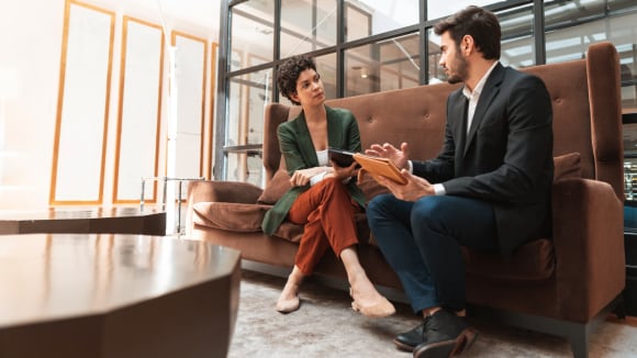 Couple in discussion