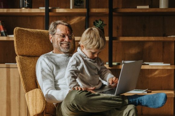 Grand father and child