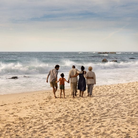 Family on beach