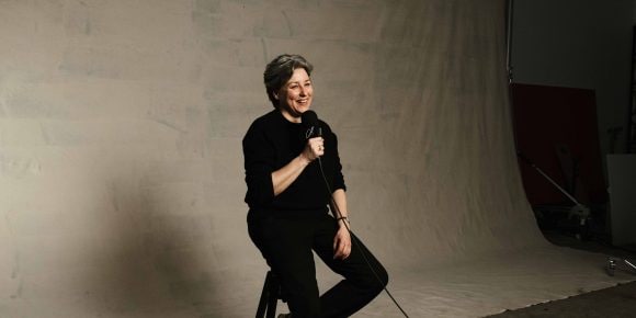 Portrait of artist Brigitte Niedermair talking