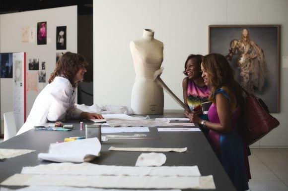 Marion Simonpieri, from Dior’s Atelier Flou, demonstrating the craft of making dresses
