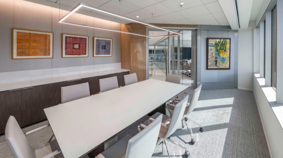 modern table with lighting on it