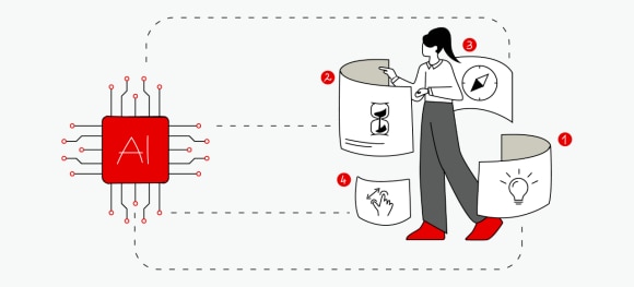 hand and ai chip with robot