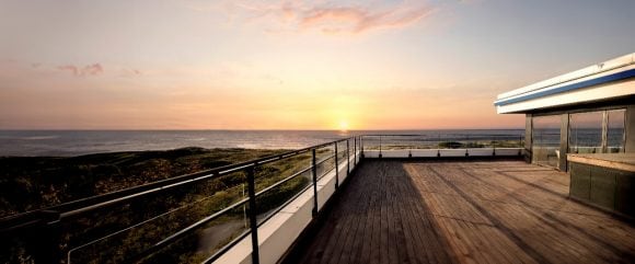 Sun shining on California skyline
