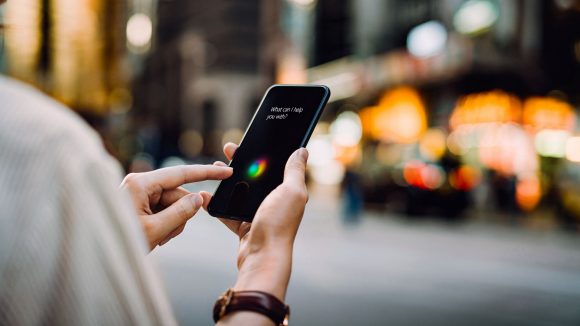 Hand holding smartphone