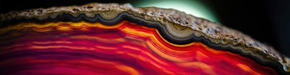Multicolored, layered agate