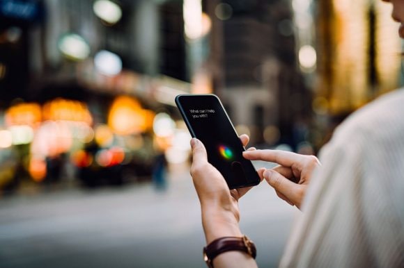 Woman holding smartphone