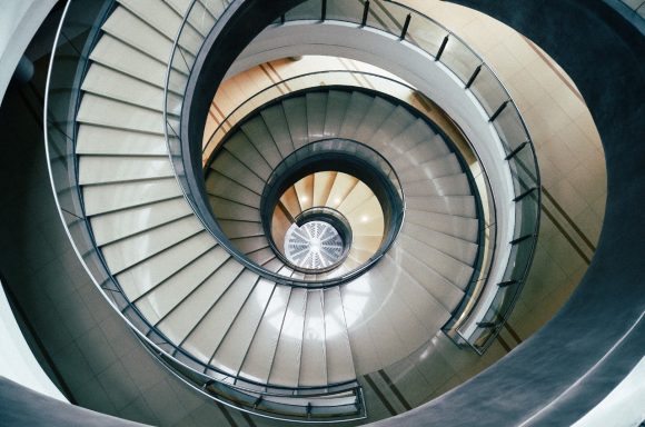 Aerial view of spiral staircase