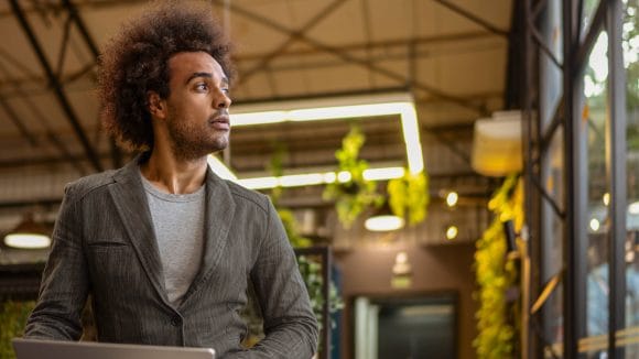 Businessman with laptop