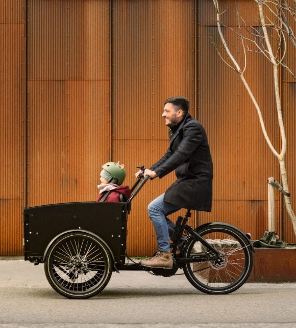 Father and child on bike