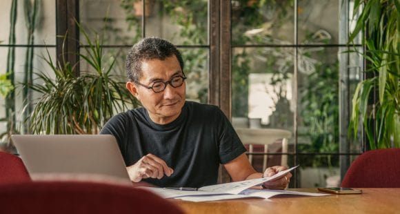 Man at home workstation