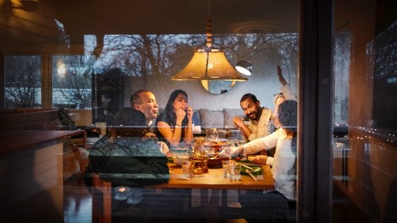 Multi-generation family having dinner