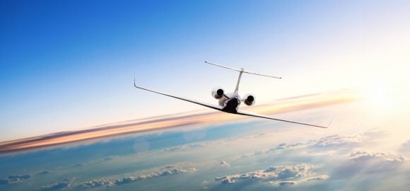 Private jet flying