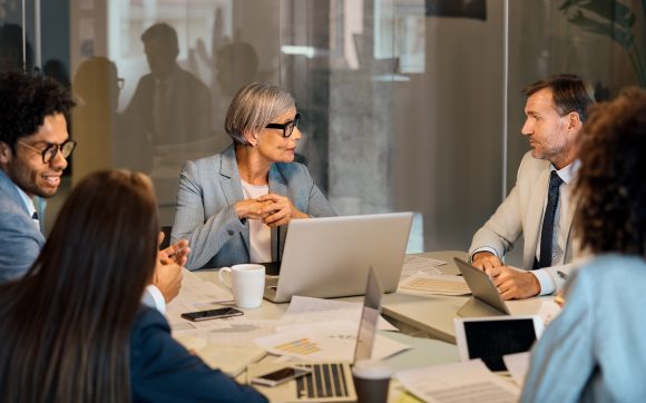 Business meeting with client and advisor