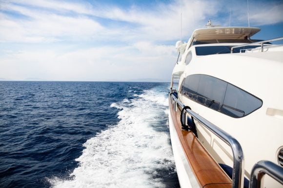 Luxury yacht sailing at sea