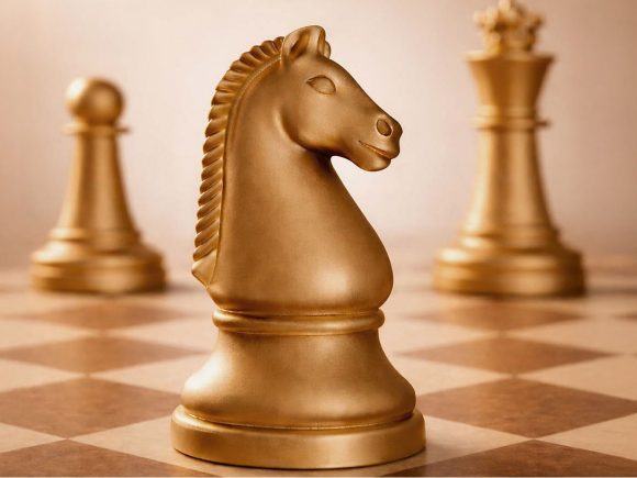 Chessboard closeup of knight