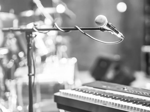mic and synthesizer