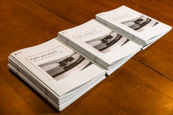 Copies of UBS “Rights & Returns” whitepaper on table