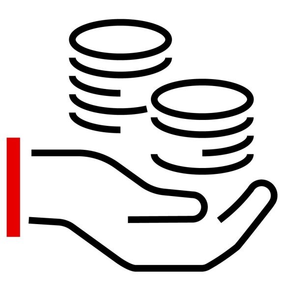 Icon of hand holding coins
